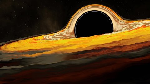 3D animation of outer space around black hole. Design. Nebula and glow around black hole. Black hole in space