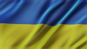 Ukraine waving flag fabric texture of the flag and 3d animation background.