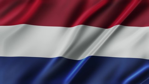 Netherlands waving flag fabric texture of the flag and 3d animation background.