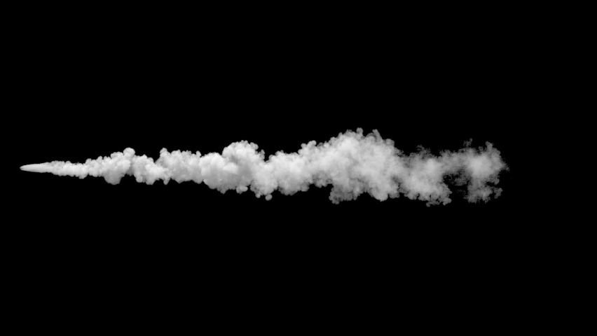 White smoke trail exhausting from flying object. Includes both color and alpha matte. Royalty-Free Stock Footage #1085706797