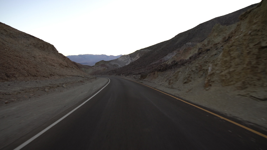 Death Valley Driving Plate Artists Drive Canyon Rear View Mojave Desert California USA