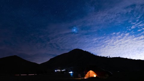 Perseid Meteor Shower Northwest Sky Campground Tilt Up Milky Way Galaxy Lake Isabella Sierra Nevada Mts California USA