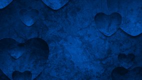 Contrast blue and silver grey hearts grunge concept motion background. Abstract Valentines Day greeting card. Video animation Ultra HD 4K 3840x2160