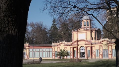 Modena, Italy - Gennaio 2022: Palazzina Ducale, inside the Estense public gardens, Modena, Italy
