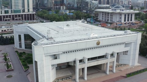 Almaty, Kazakhstan - May 7, 2020: Aerial view of Residence of the President building in Almaty city, Kazakhstan.  