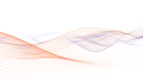 Digital colorful gradient particle line wave animation on white background 