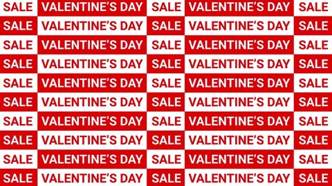 Valentine's Day sale – advertising animation. Text banner for seasonal and holiday sales. Kitnetic typography. Modern, dynamic motion design for shop or online shopping. Website title. 