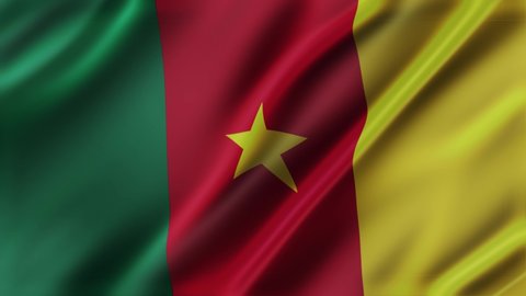 Cameroon waving flag fabric texture of the flag and 3d animation background.