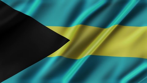 Bahamas waving flag fabric texture of the flag and 3d animation background.