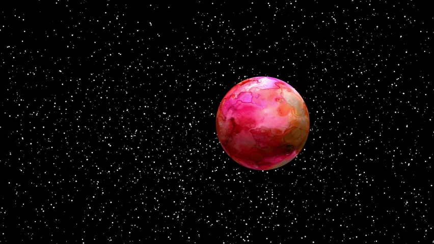 Reddish planet rotating on its orbit against a background of twinkling stars. Video HD. | Shutterstock HD Video #1085761787