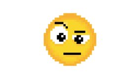 Hand Drawn Double Sceptic Face Cartoon Character Animated Icon with Retro 8-bit Pixel Art Style. 4K Ultra HD Seamless Loop Video Motion Graphic Animation.