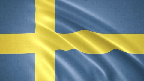 Realistic waving flag of Sweden,  flag background animation