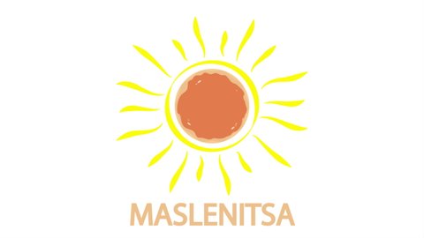 Maslenitsa with pancake and sun, art video illustration.