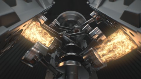 Beautiful V8- Engine Animation seamless looped with accurate explosion. (4k high-quality)