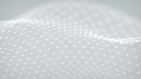 3D animation - Modern abstract geometric background of a dotted interconnected mesh pattern with slow wavy looping motion