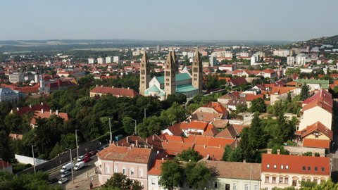 Reveal Shot Of Calvary Chapel In Pecs, Hungary - aerial drone shot
