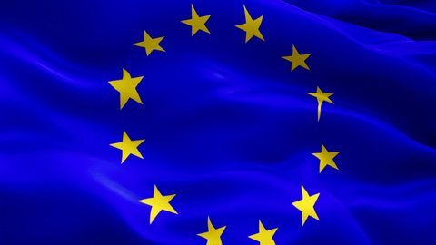 European flag. European Union EU country flags footage video for film,news. Realistic Euro Flag background video waving in wind. Europe Flag Looping Closeup 1080p Full HD 1920X1080 footage
