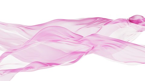 Pink silk cloth with white background, 3d rendering.