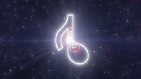 Music Note Musical Eighth Note Quaver Shape Glow Neon Lights Tunnel - 4K Seamless VJ Loop Motion Background Animation