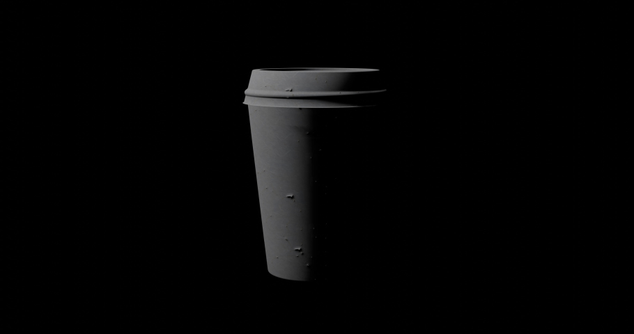 paper cup for hot drinks rotates on a dark background, rotating paper cup for hot coffee, 3d animation Royalty-Free Stock Footage #1085841248