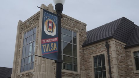Tulsa, Oklahoma - January 19, 2022: The University of Tulsa logo banner on campus