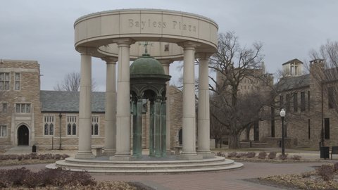Tulsa, Oklahoma - January 19, 2022: The University of Tulsa college campus Bayless Plaza