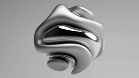 3d render of abstract art with surreal 3d organic alien ball or liquid substance in curve wavy smooth and soft bio forms in matte aluminium metal material with glossy silver parts on grey background - Powered by Shutterstock - Get 15% off with code: PIKWIZARD15