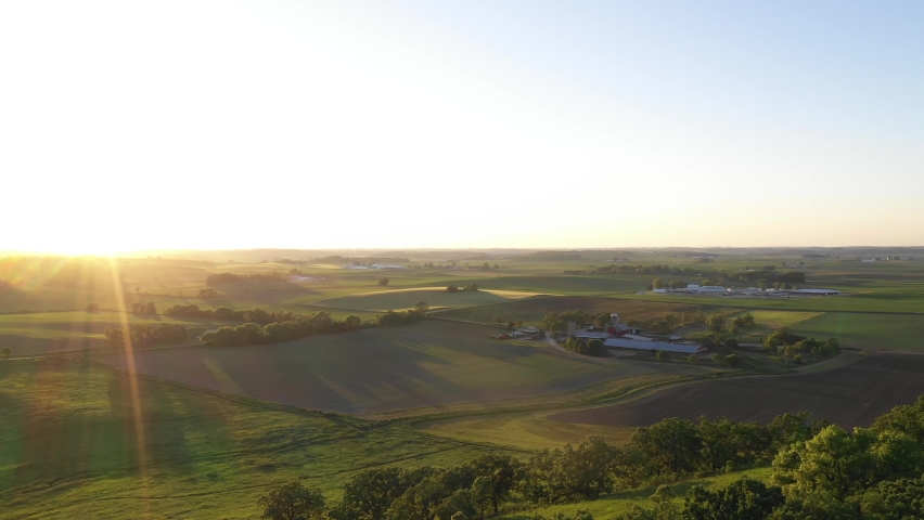Farmland Footage, Aerial Clip, Drone Footage, Wisconsin Farm