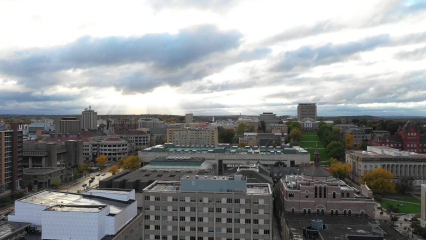 Madison Wisconsin Aerial Footage, UW-Madison Campus, Bascom Hill