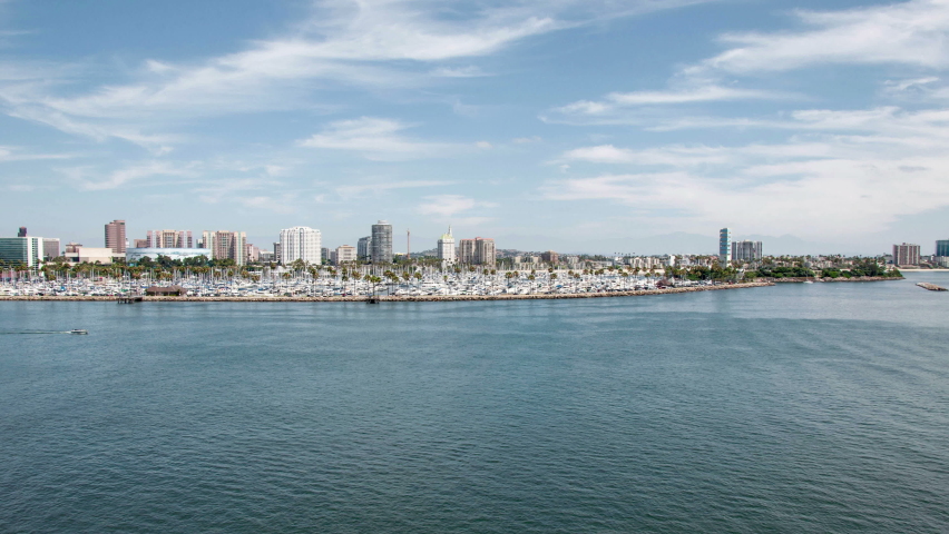 Long Beach California cityscape. Time lapse footage video, 4k