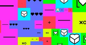 Looped 4k animation. Abstract geometry objects and hearts. Ideal creative modern wallpaper for design and music backgrounds.
St. Valentine's Day concept 
