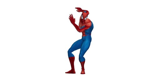 New York, USA - January 15, 2022. Dancing Spider-Man. 3D animation of Spider-Man. The amazing dance.