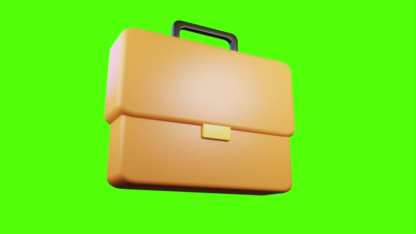 3D rendering of a yellow briefcase on a green background Royalty-Free Stock Footage #1085879834