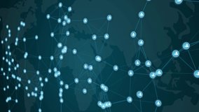 Animation of network of connections and white people icons interacting over cityscape with clouds on blue sky in the background. Global network connections and social networking concept. - Powered by Shutterstock - Get 15% off with code: PIKWIZARD15