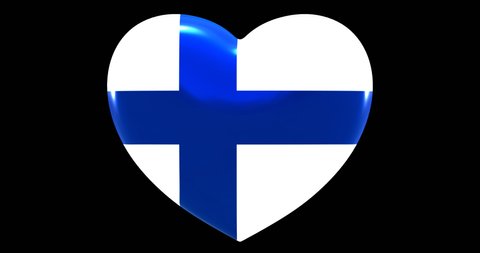 Flag of Finland on turning Heart 3D Loop Animation with Alpha Channel 4K UHD 60FPS