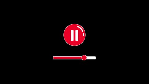 Video play button animation. Animated Play and Pause button icons design isolated on black background. Animated Graphic Designs, Social media or Website element. 