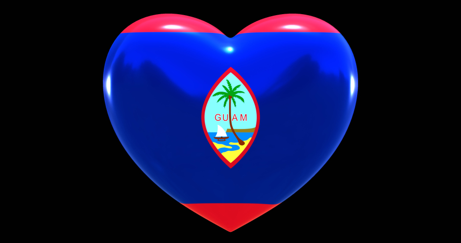 Flag of Guam on turning Heart 3D Loop Animation with Alpha Channel 4K UHD 60FPS