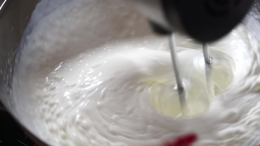 whipping cream electric mixer mixing cheese Stock Footage Video (100% ...