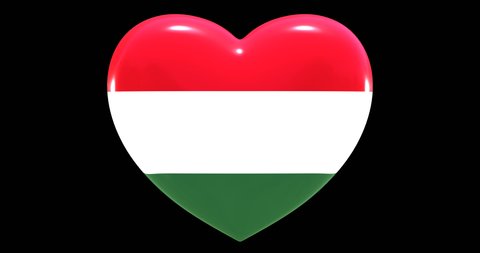 Flag of Hungary on turning Heart 3D Loop Animation with Alpha Channel 4K UHD 60FPS