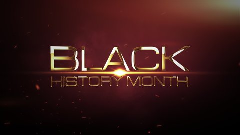 Black history month text and 3d cinematic light exploding into with red background. This video is about Black history month.