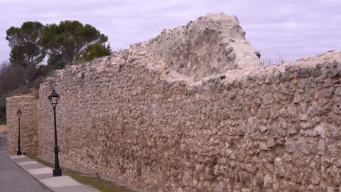 Detail of the wall of the Torremocha Castle in Santorcaz, a municipality in the Community of Madrid, Spain, January 24, 2022.