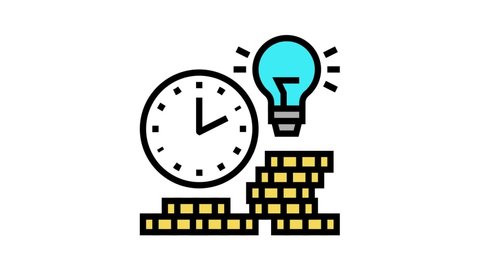 earning money time color icon animation