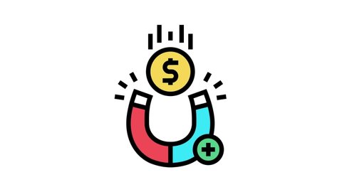 magnetic attracting money color icon animation