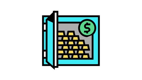 millionaire safe with gold color icon animation