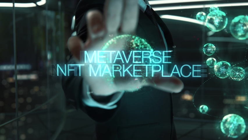 Metaverse Nft Marketplace with Business Transformation hologram concept Royalty-Free Stock Footage #1085924051