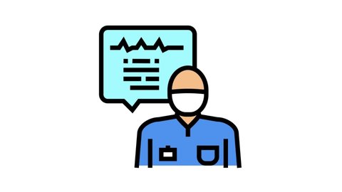 anesthesiologist monitoring heart rate color icon animation