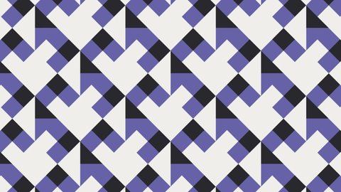 Abstract animated pattern with geometric tiles. Very peri violet elements in multicolor dynamic mosaic. Motion graphic background in a flat design