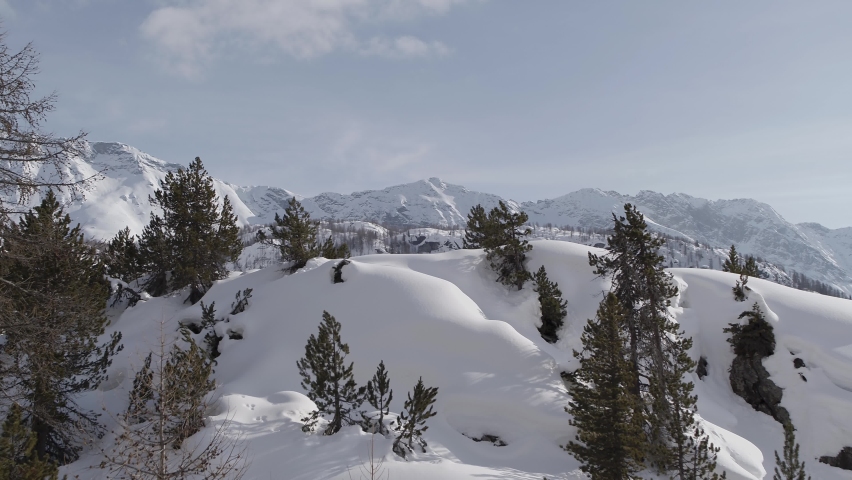 4k Aerial Drone Footage View of Valmalenco in Alps mountains in Italy 