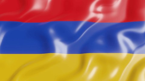 3d render flag of Armenia country fluttering in the breeze background. 4K animated seamless loop realistic footage
