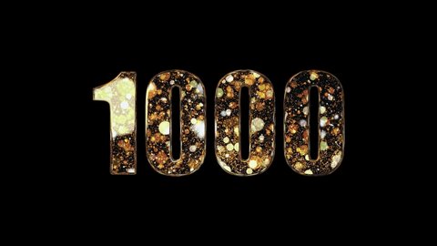 Golden Number 1000 Animation. Number One Thousand Animation. Figure 1000, sign, digit, unity. Self drawing math symbol animation. Number One Thousand. One Thousand.